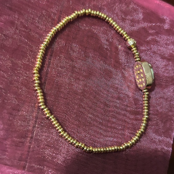 Kendra Scott Gold Beaded Bracelet with blue green Stone - Picture 3 of 4